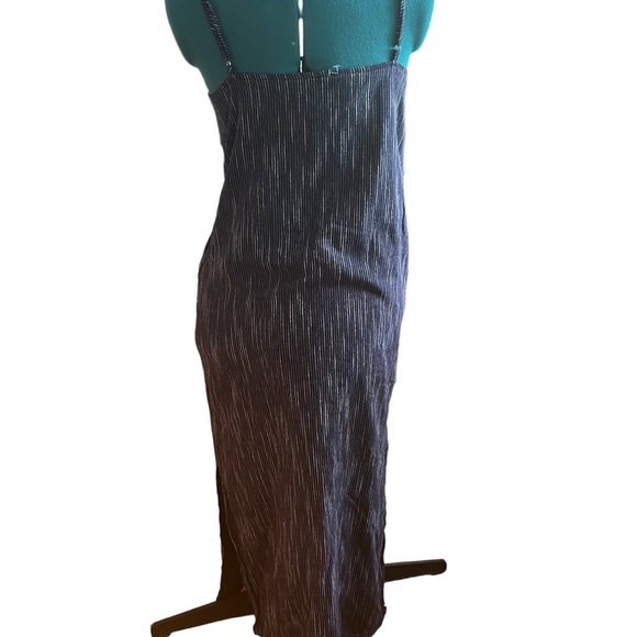 Mod Ref Pinstripes Coastal Spaghetti Strap, Maxi Square Neck Dress VV - Picture 2 of 5